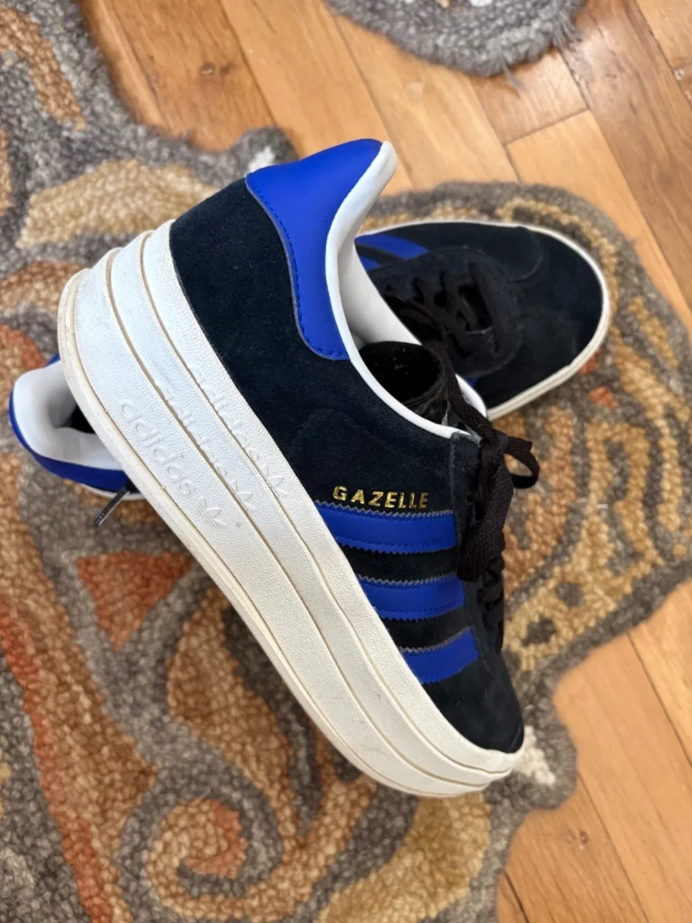 Adidas Platform Gazelle Bold Sneakers in Black/Lucid Blue Women’s US 9